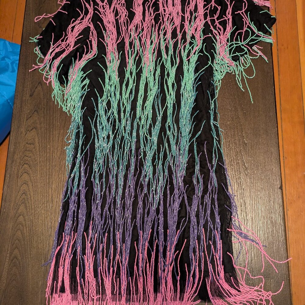 Nasty Gal Rainbow Tassel Beaded Shift Dress - Picture 7 of 10